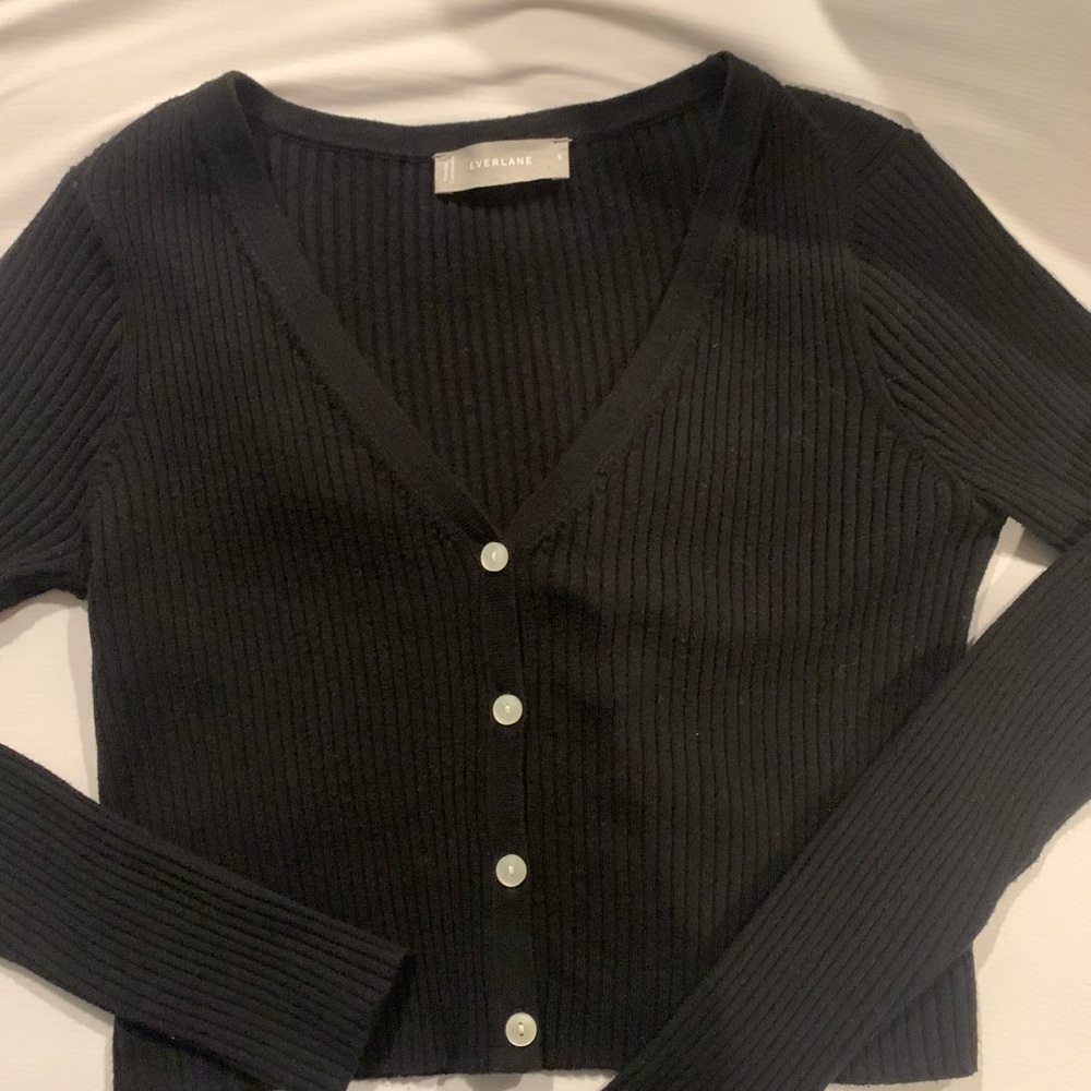 Everlane Women's Black Cropped Ribbed Sweater size Small